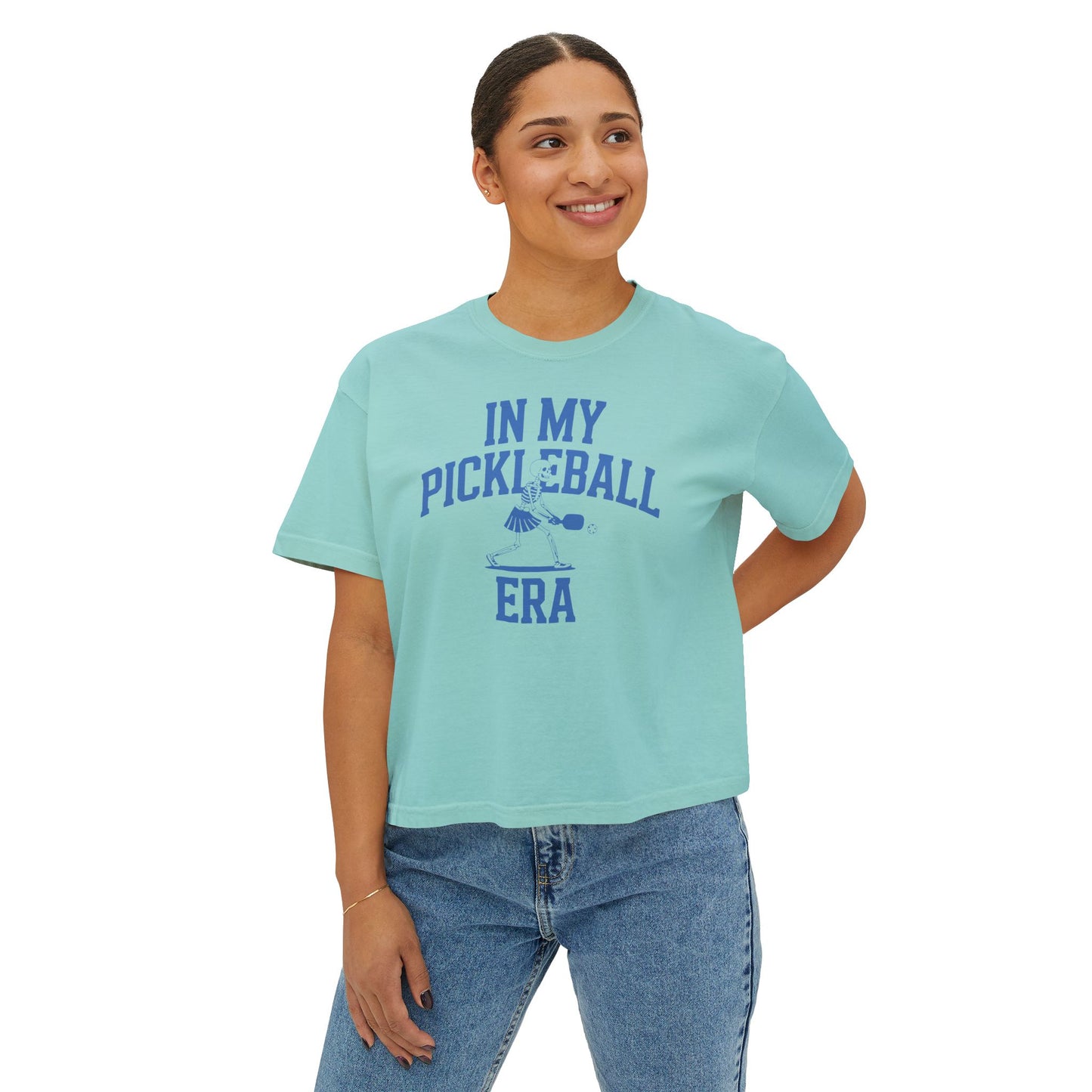 Pickleball Era Skeleton Women's Boxy Crop Tee
