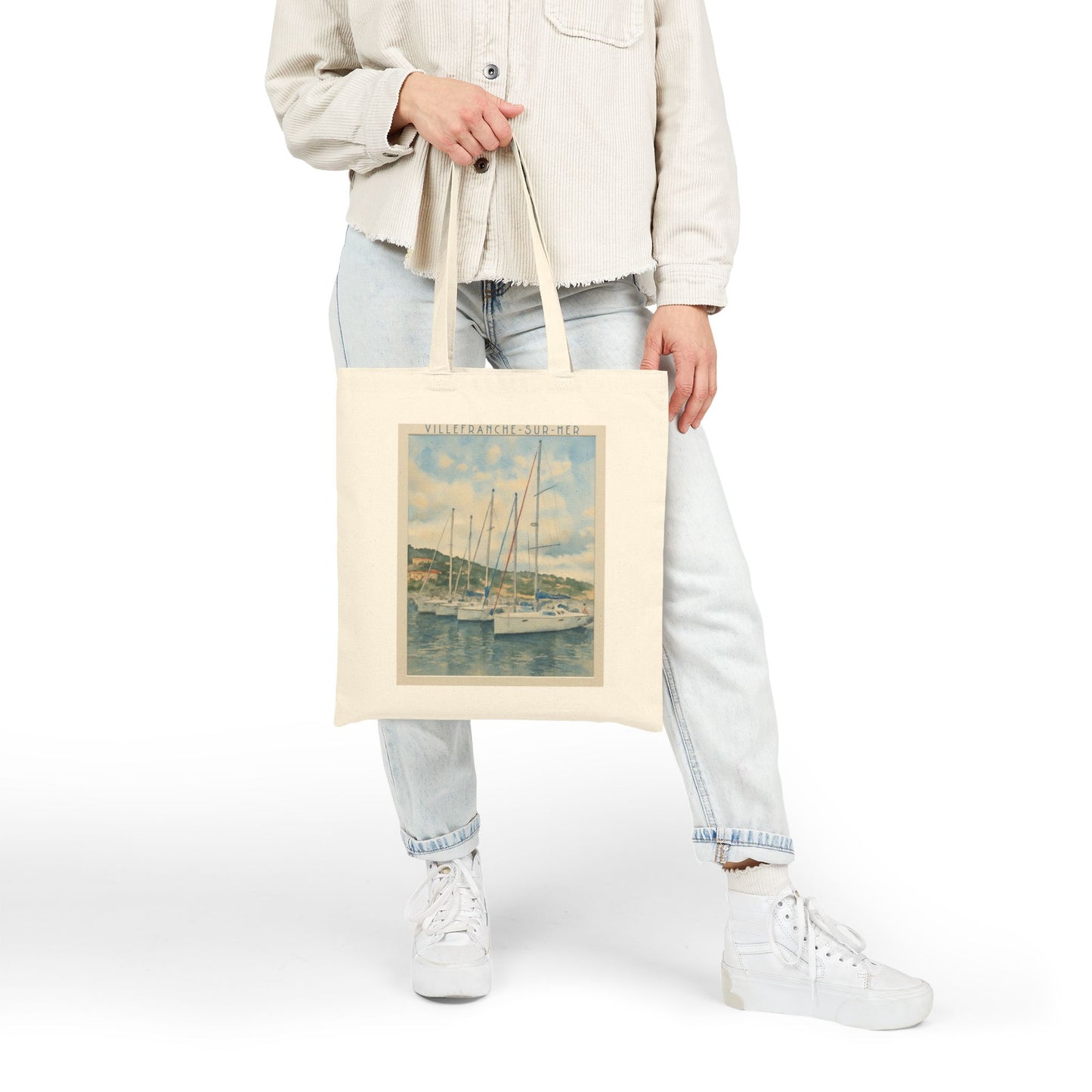 Villefranche-sur-Mer Watercolor Tote Bag – Cotton Canvas France Travel