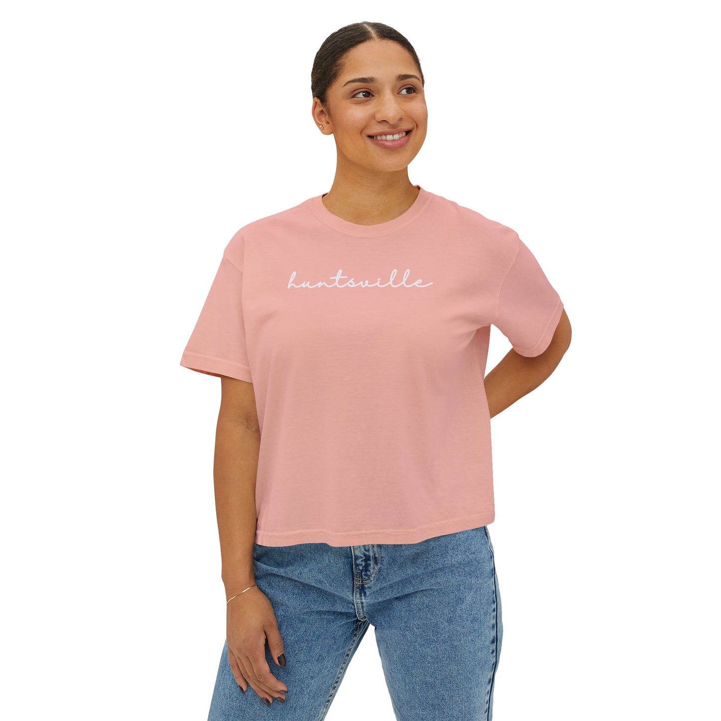 Huntsville Script Women's Boxy Crop T-Shirt