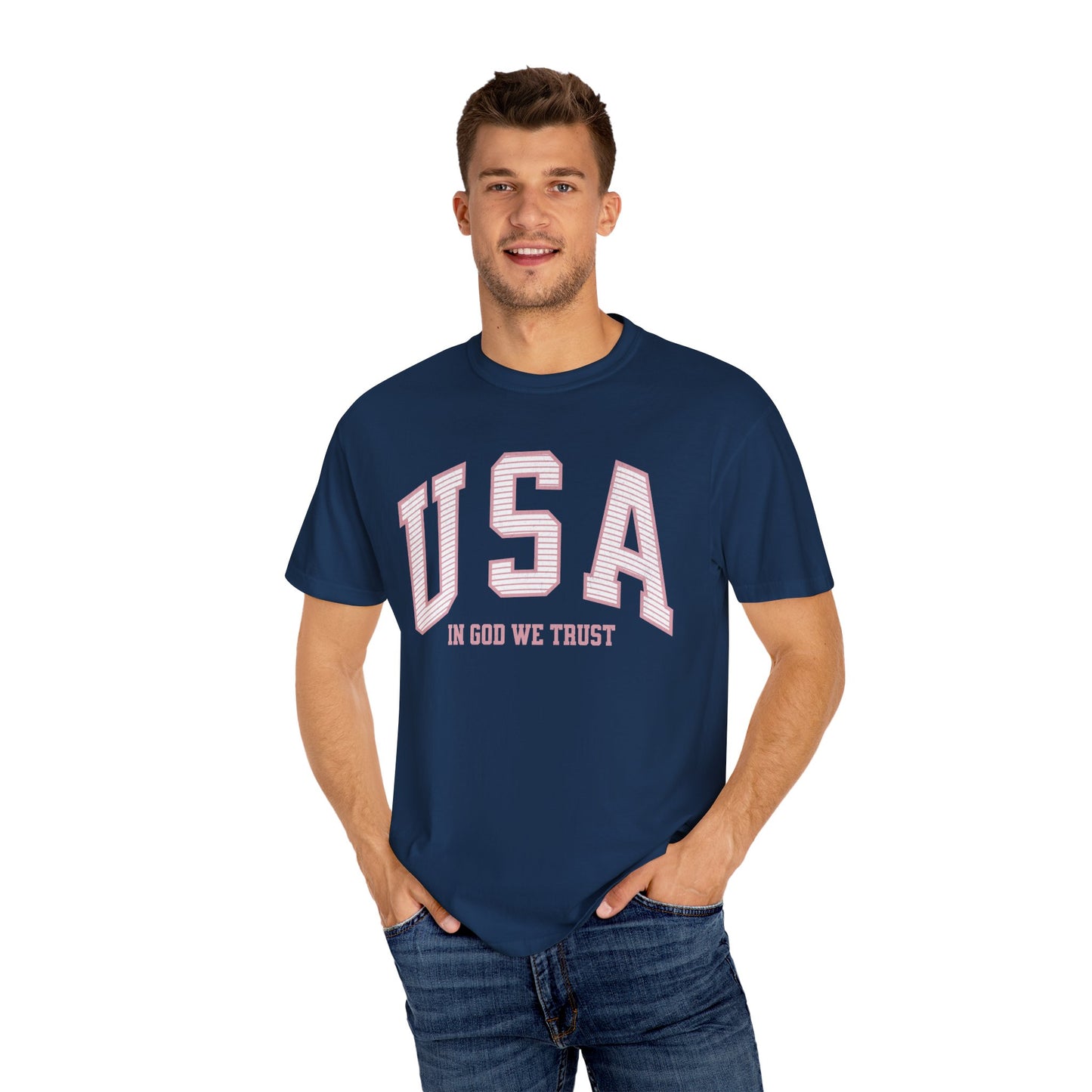 USA - In God We Trust - Distressed Stripe T-Shirt