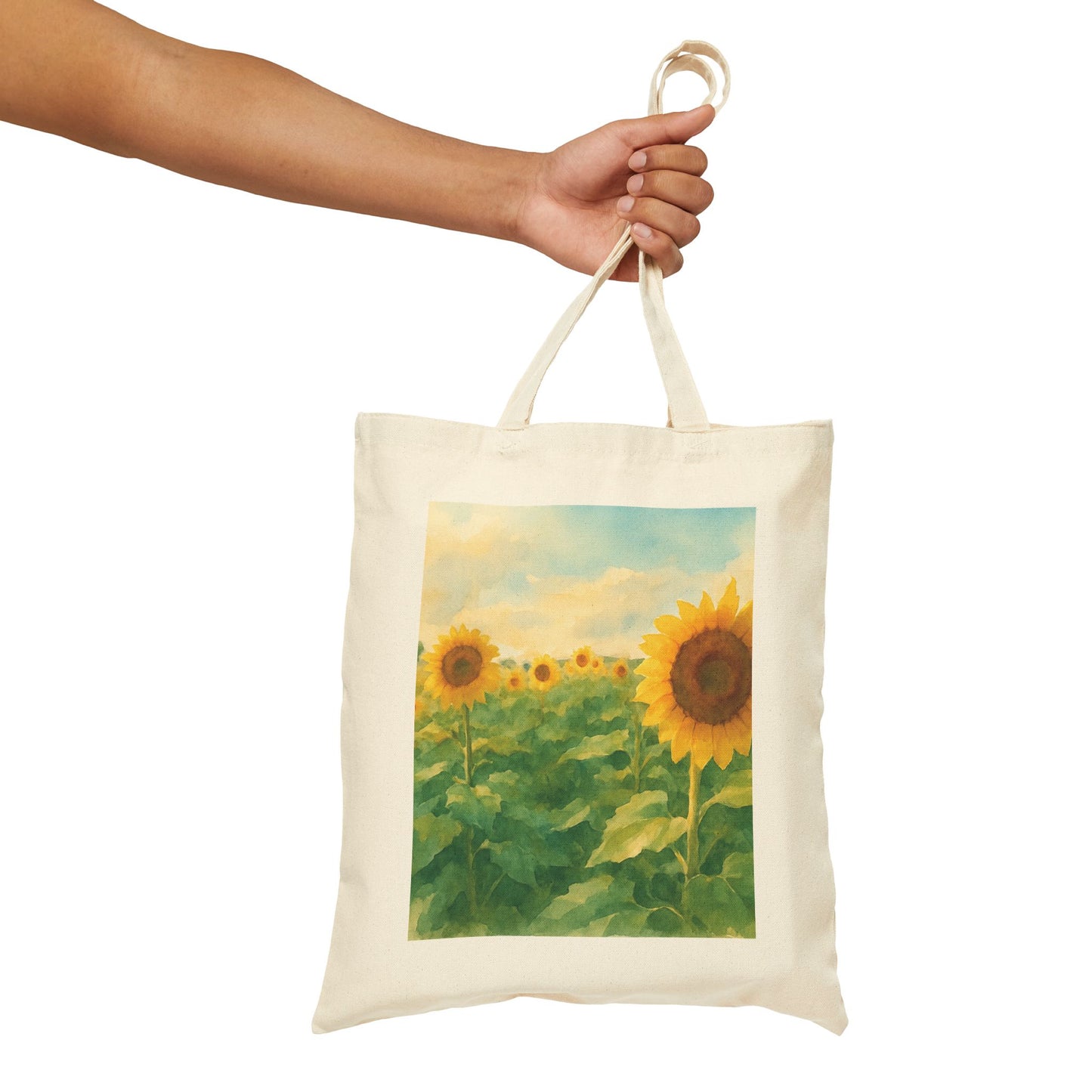 Sunflower Field Watercolor Tote