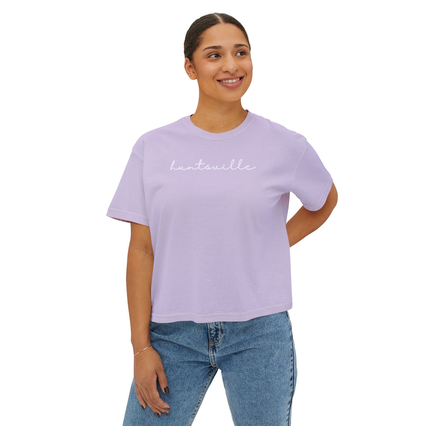 Huntsville Script Women's Boxy Crop T-Shirt