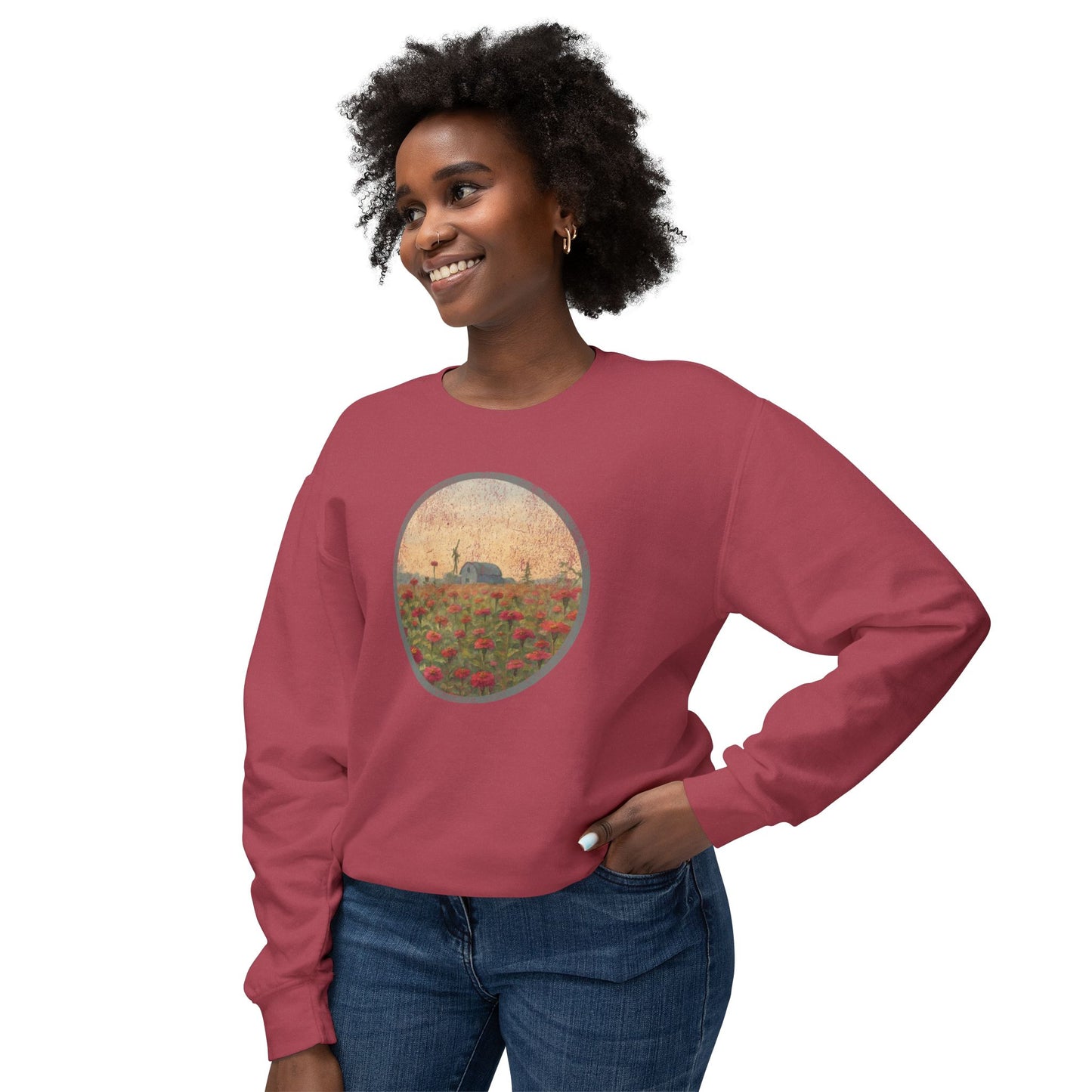 Field of Zinnias Graphic Lightweight Sweatshirt