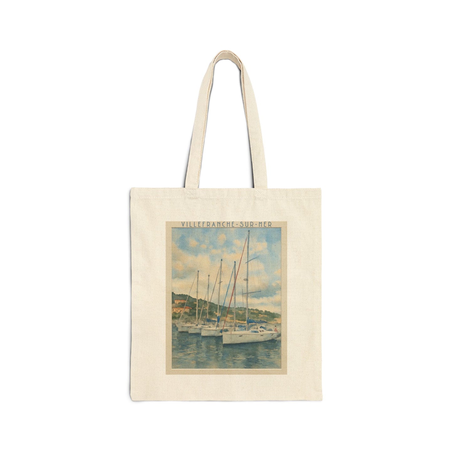 Villefranche-sur-Mer Watercolor Tote Bag – Cotton Canvas France Travel