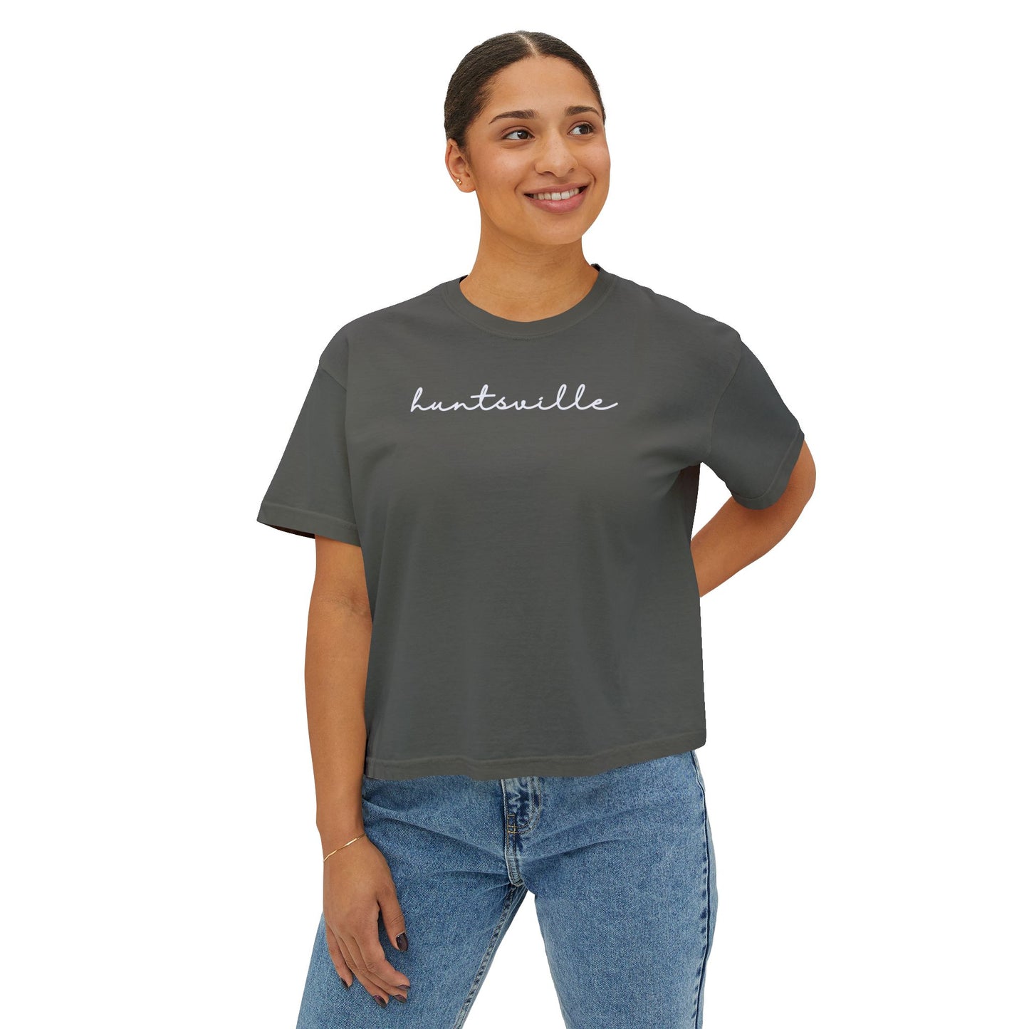 Huntsville Script Women's Boxy Crop T-Shirt