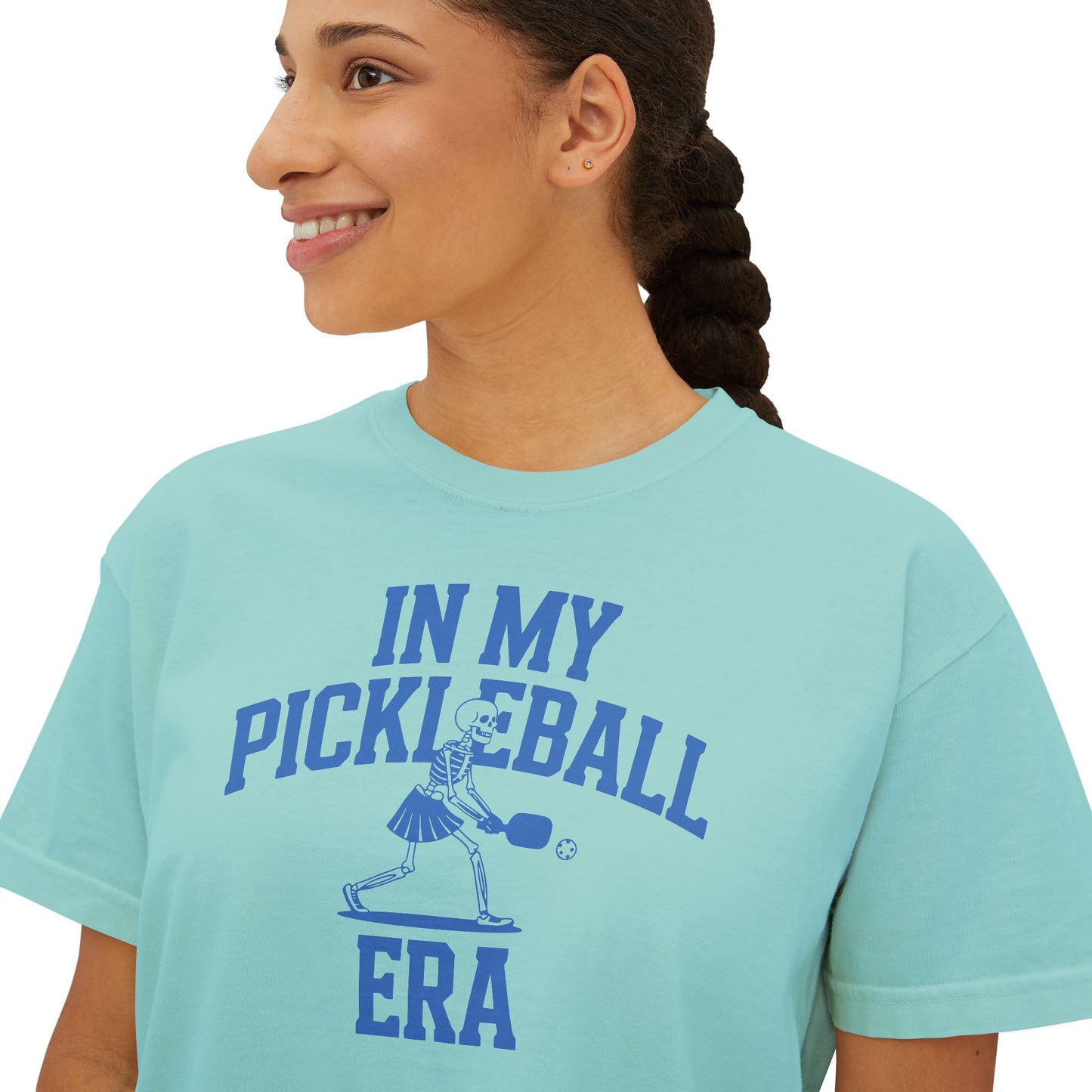 Pickleball Era Skeleton Women's Boxy Crop Tee