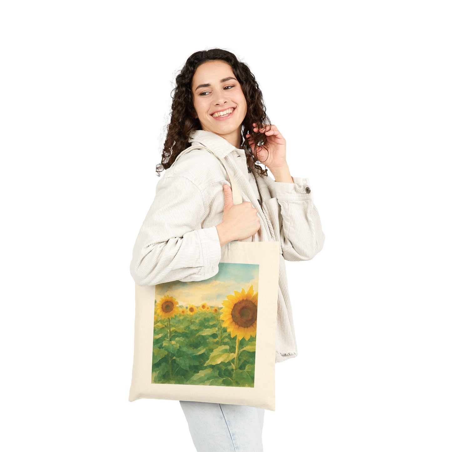 Sunflower Field Watercolor Tote