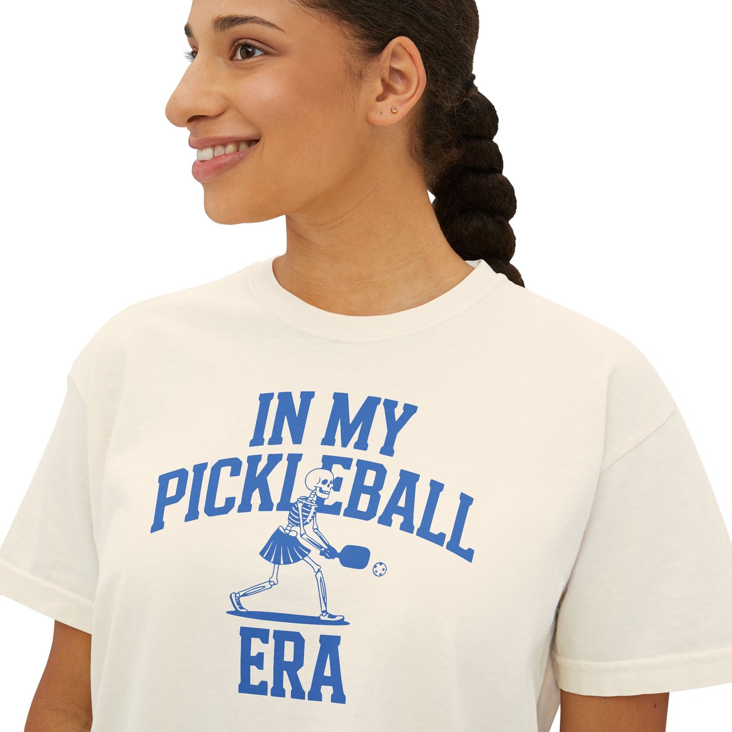 Pickleball Era Skeleton Women's Boxy Crop Tee