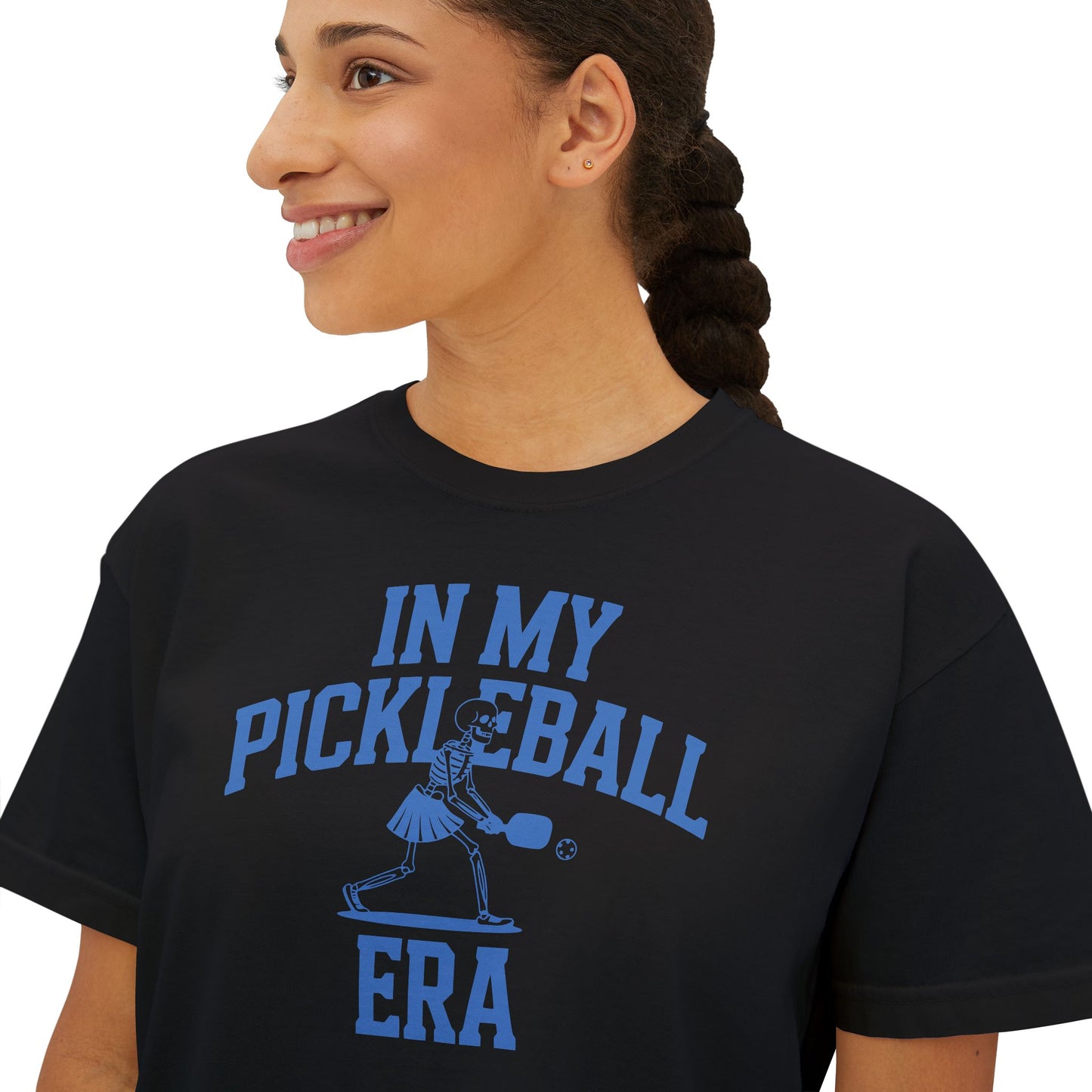 Pickleball Era Skeleton Women's Boxy Crop Tee