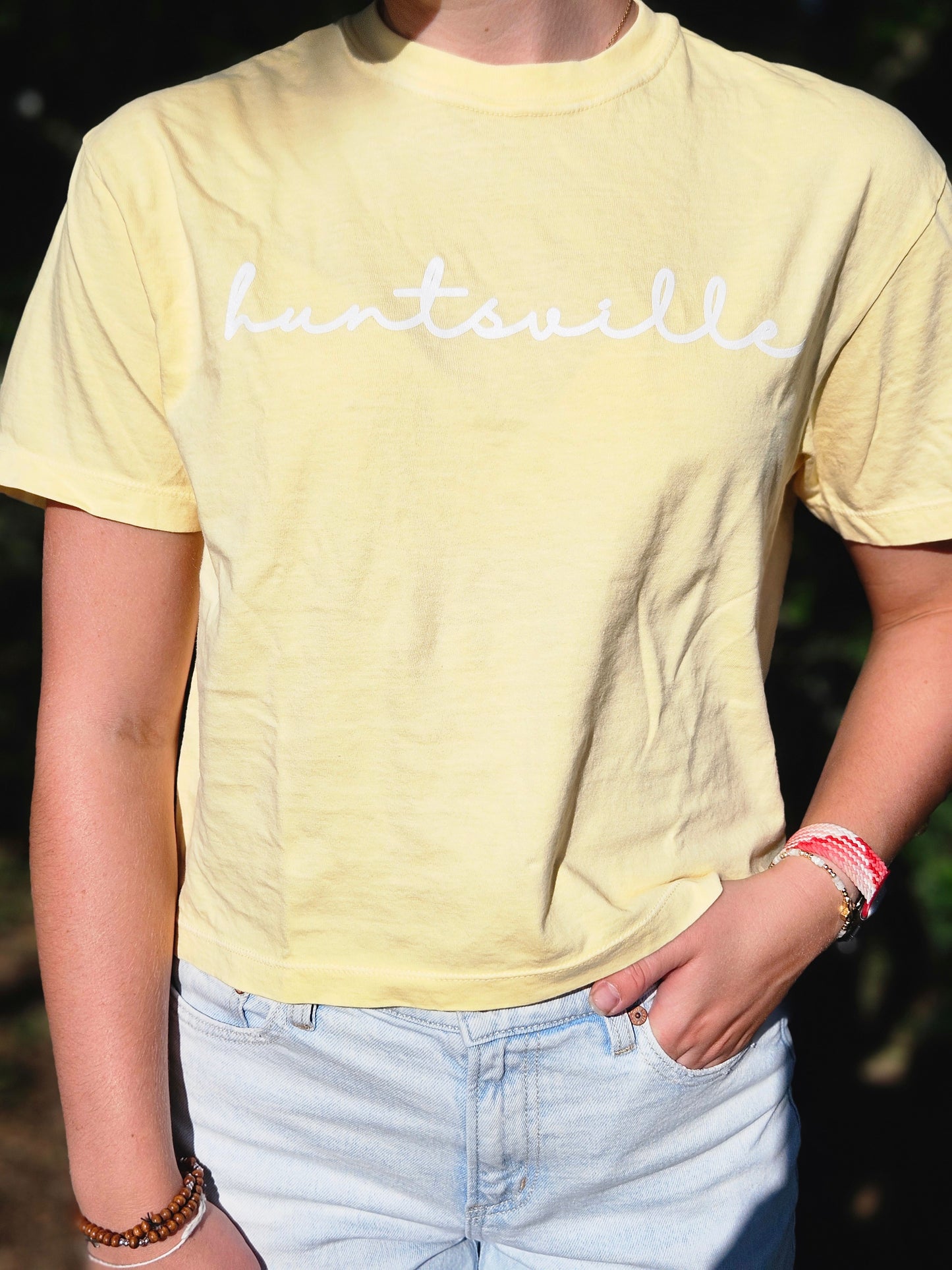 Huntsville Script Women's Boxy Crop T-Shirt