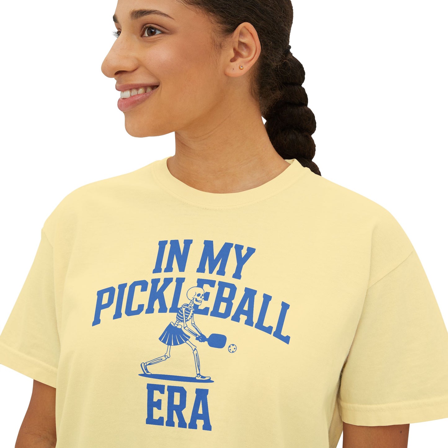 Pickleball Era Skeleton Women's Boxy Crop Tee