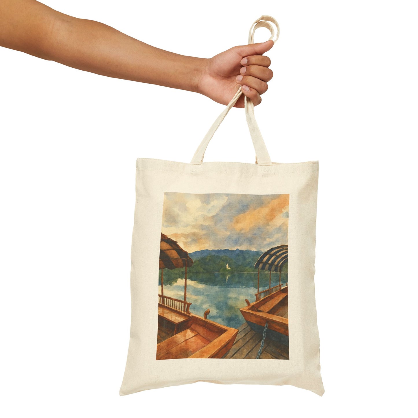 Lake Bled Boats Watercolor Tote