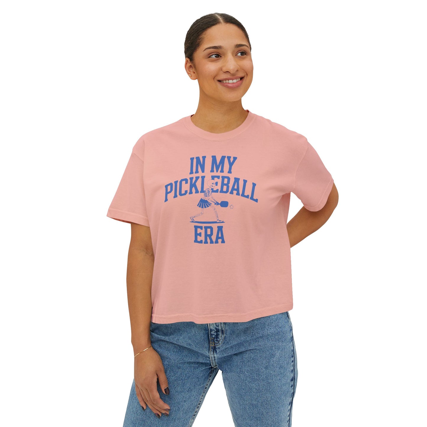 Pickleball Era Skeleton Women's Boxy Crop Tee
