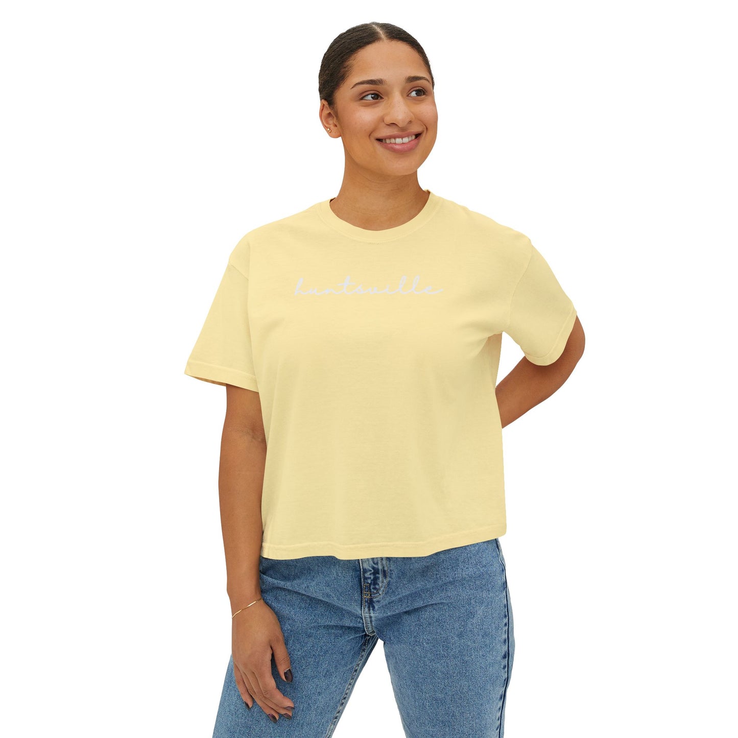 Huntsville Script Women's Boxy Crop T-Shirt