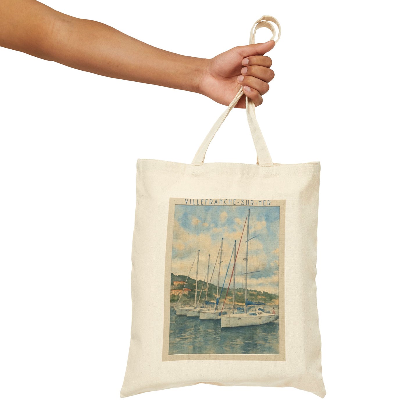 Villefranche-sur-Mer Watercolor Tote Bag – Cotton Canvas France Travel