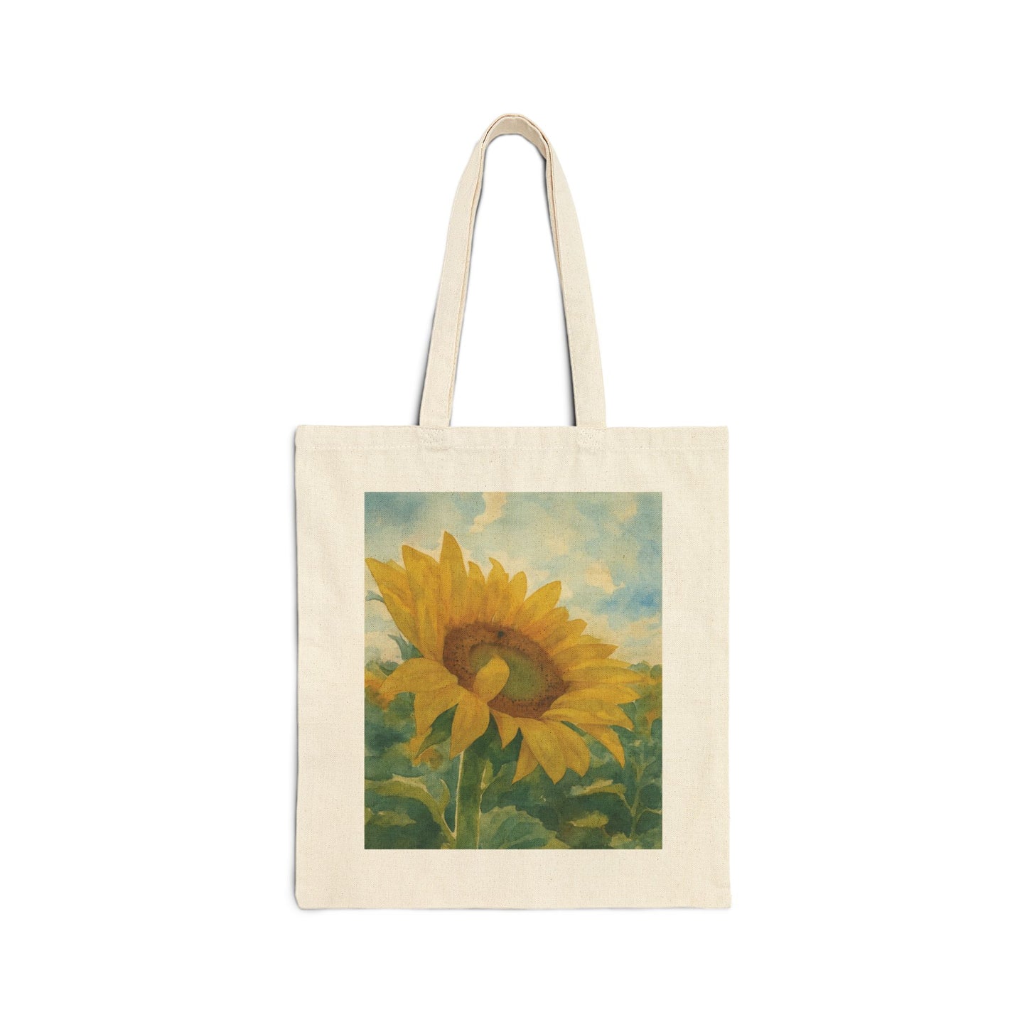 Sunflower Cotton Canvas Tote - Watercolor Version