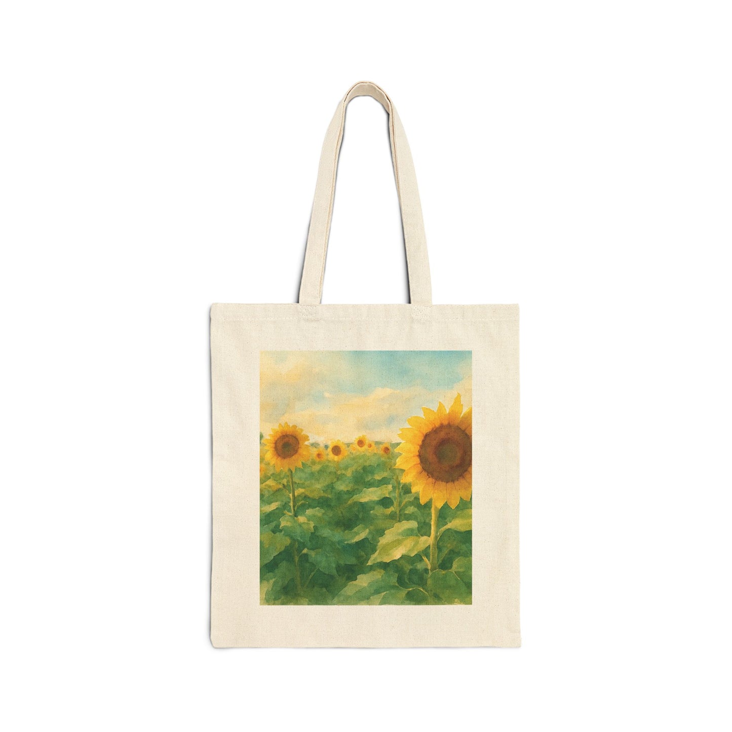 Sunflower Field Watercolor Tote