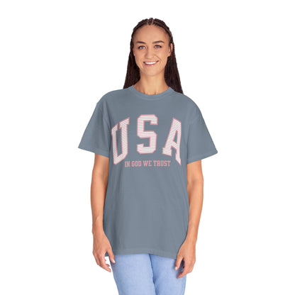 USA - In God We Trust - Distressed Stripe T-Shirt