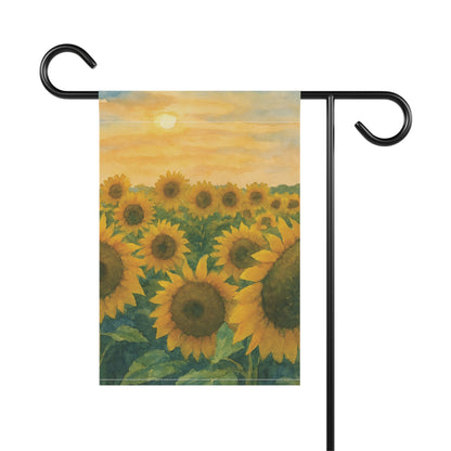 Sunflower Field at Sunset Outdoor Garden Flag