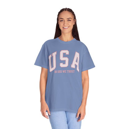USA - In God We Trust - Distressed Stripe T-Shirt