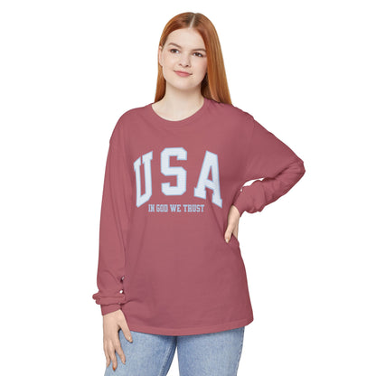 USA Striped In God We Trust Long Sleeve T-Shirt