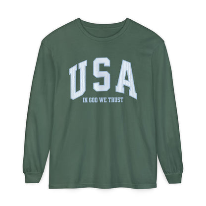 USA Striped In God We Trust Long Sleeve T-Shirt