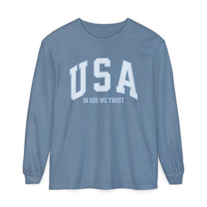 USA Striped In God We Trust Long Sleeve T-Shirt