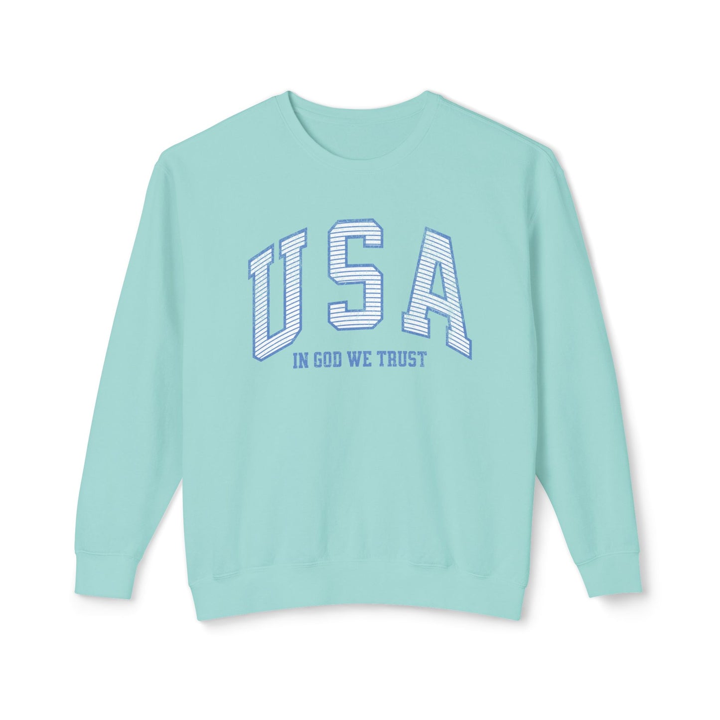 USA Striped In God We Trust Lightweight Sweatshirt - Blue Version
