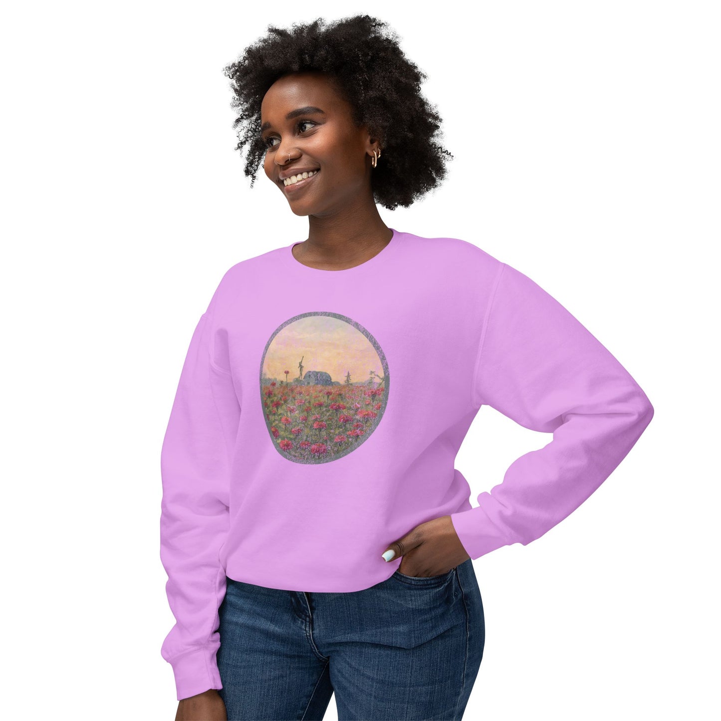 Field of Zinnias Graphic Lightweight Sweatshirt