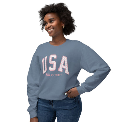 USA Striped In God We Trust Lightweight Sweatshirt