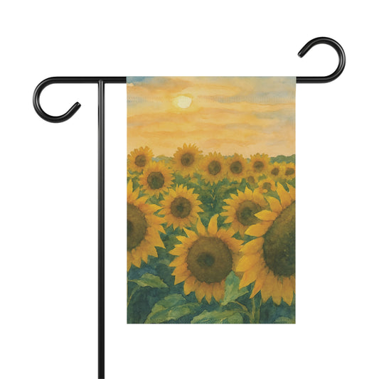 Sunflower Field at Sunset Outdoor Garden Flag