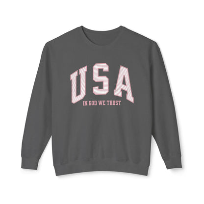USA Striped In God We Trust Lightweight Sweatshirt