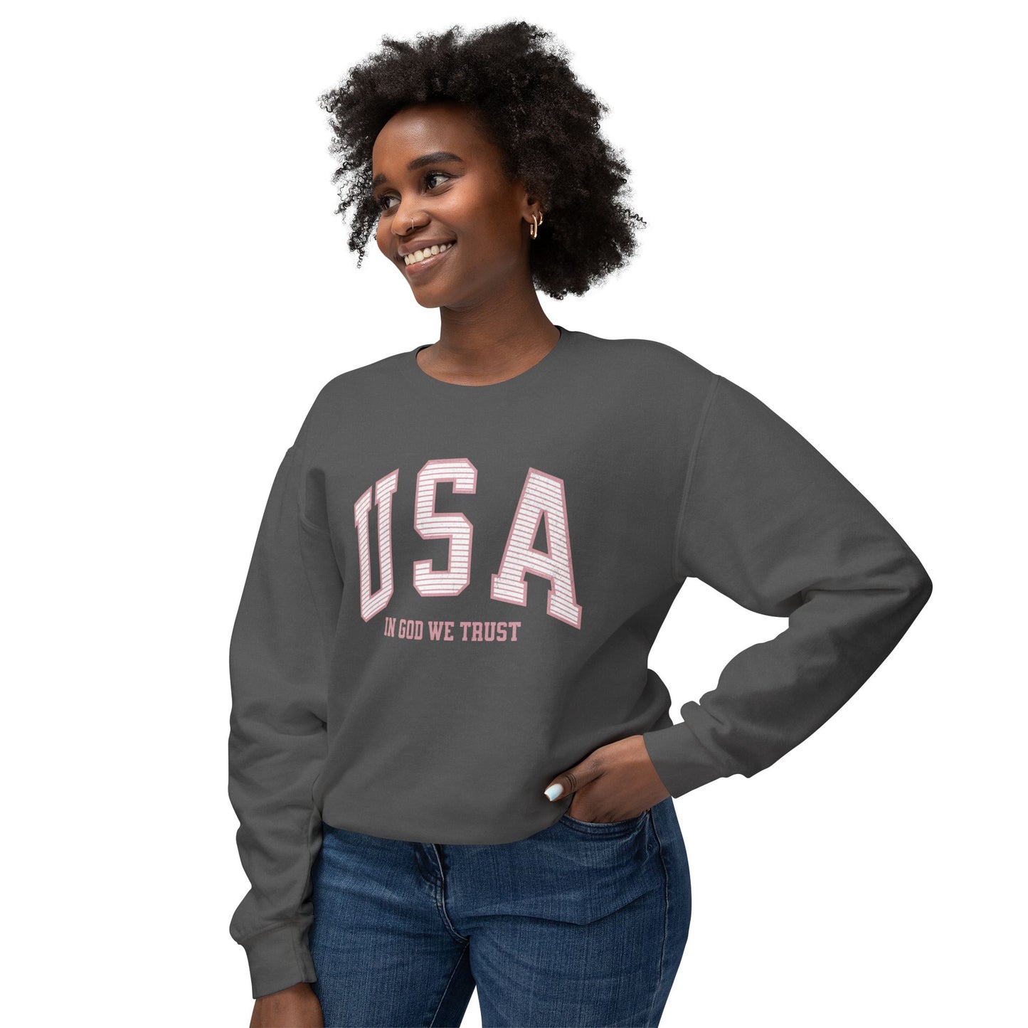 USA Striped In God We Trust Lightweight Sweatshirt