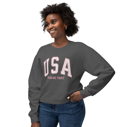 USA Striped In God We Trust Lightweight Sweatshirt