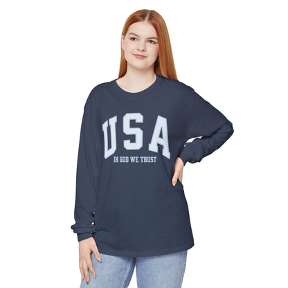 USA Striped In God We Trust Long Sleeve T-Shirt