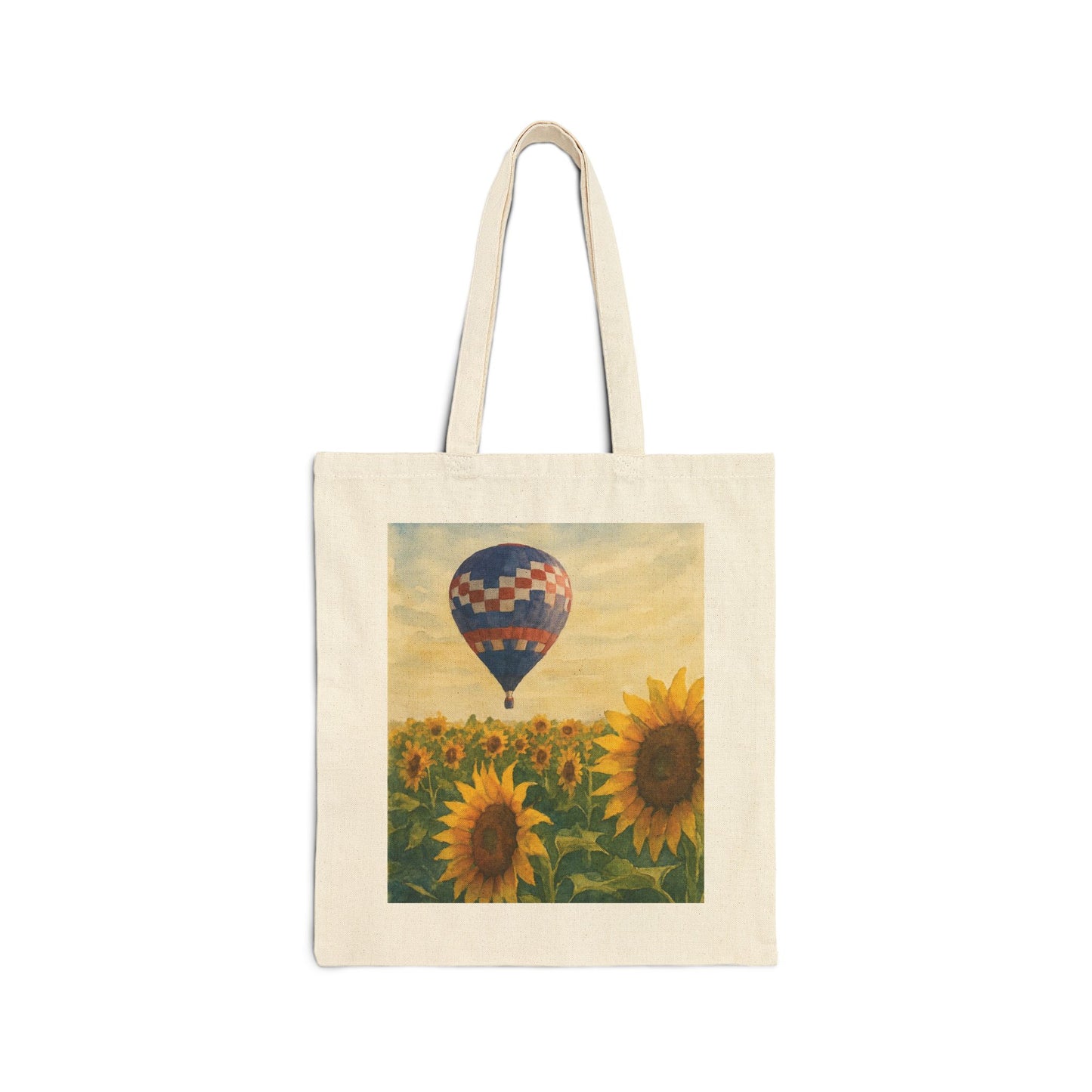 Sunflower Hot Air Balloon Watercolor Tote
