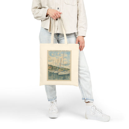 Villefranche-sur-Mer Watercolor Tote Bag – Cotton Canvas France Travel