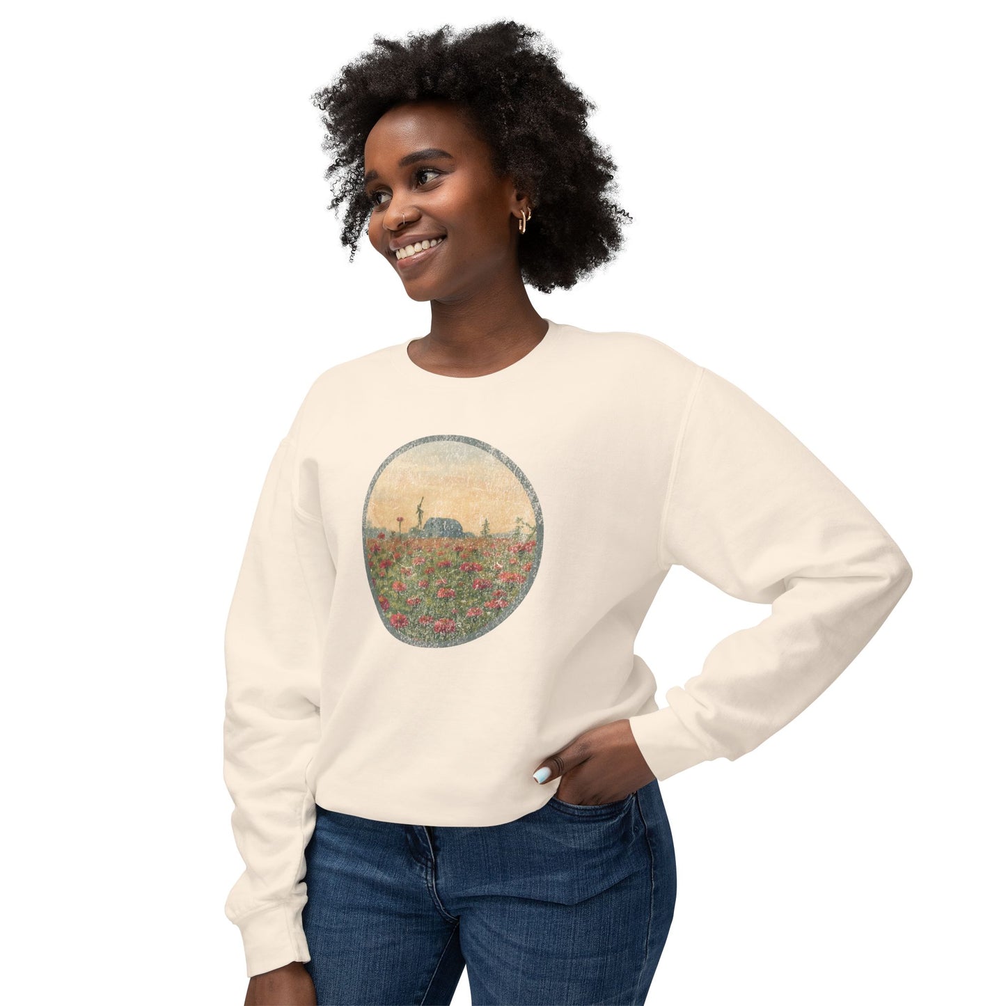 Field of Zinnias Graphic Lightweight Sweatshirt