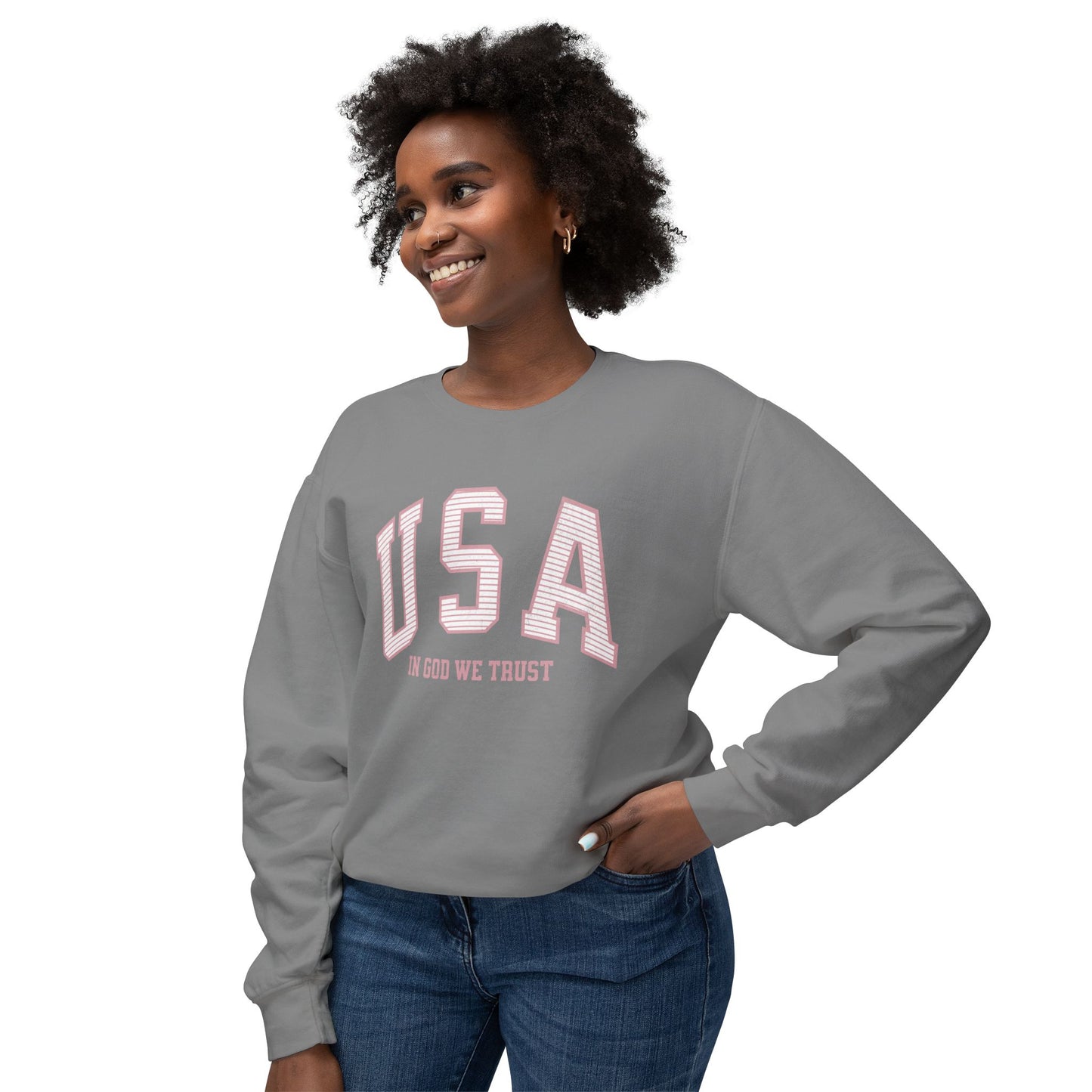 USA Striped In God We Trust Lightweight Sweatshirt