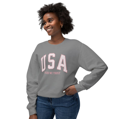 USA Striped In God We Trust Lightweight Sweatshirt
