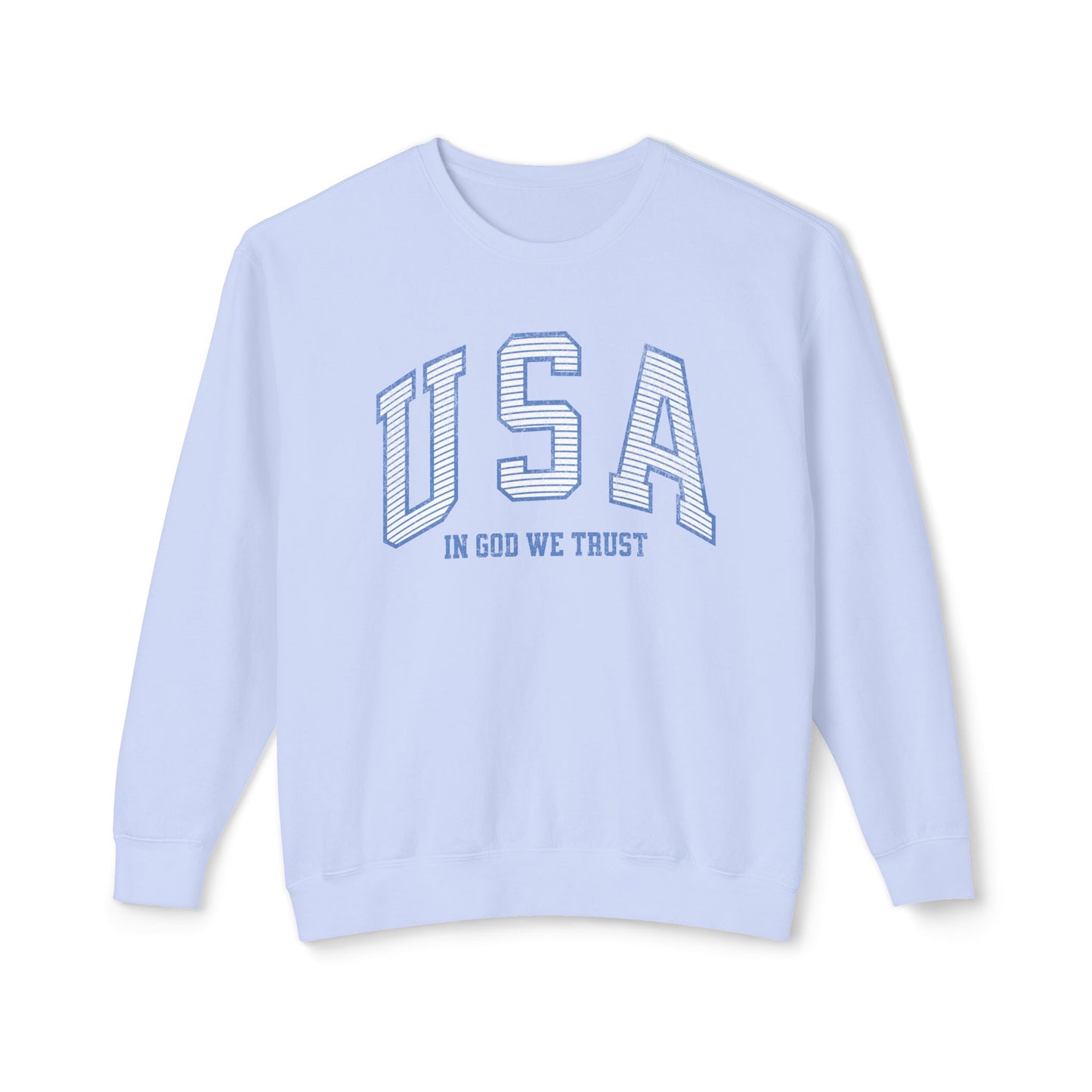 USA Striped In God We Trust Lightweight Sweatshirt - Blue Version