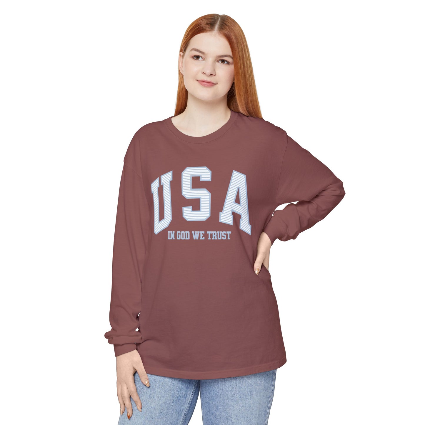 USA Striped In God We Trust Long Sleeve T-Shirt