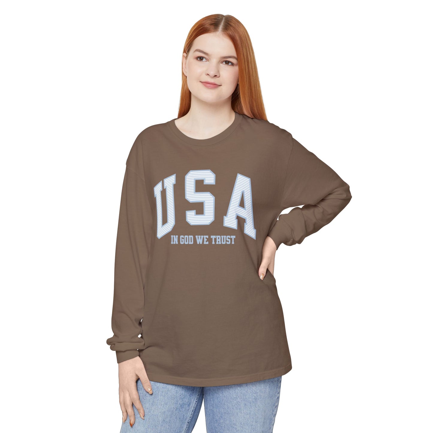 USA Striped In God We Trust Long Sleeve T-Shirt
