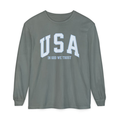 USA Striped In God We Trust Long Sleeve T-Shirt