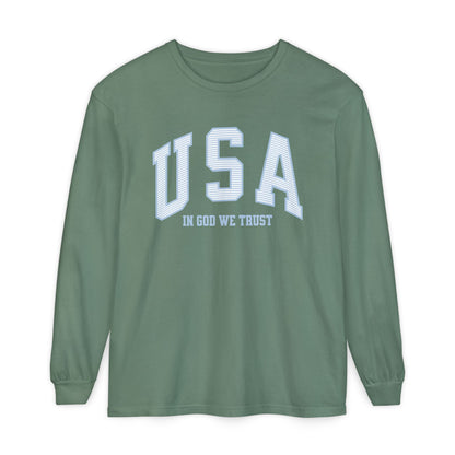 USA Striped In God We Trust Long Sleeve T-Shirt