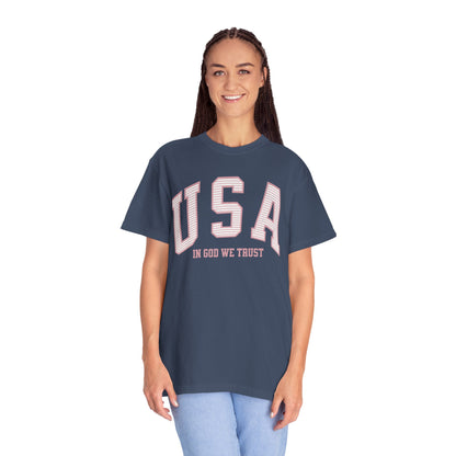 USA - In God We Trust - Distressed Stripe T-Shirt