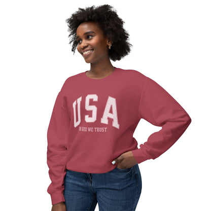 USA Striped In God We Trust Lightweight Sweatshirt
