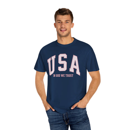 USA - In God We Trust - Distressed Stripe T-Shirt