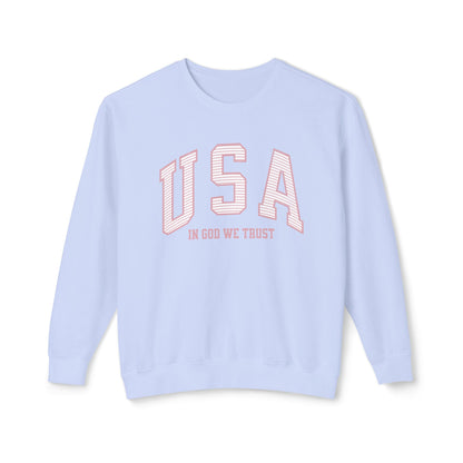USA Striped In God We Trust Lightweight Sweatshirt