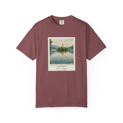 Lake Bled Watercolor Graphic with Saint Mother Teresa Quote T-Shirt